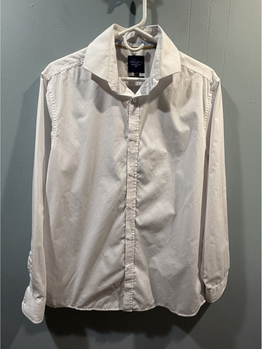 Man Steel & Jelly Shirt Long Sleeve Button Up Size 15.5 White